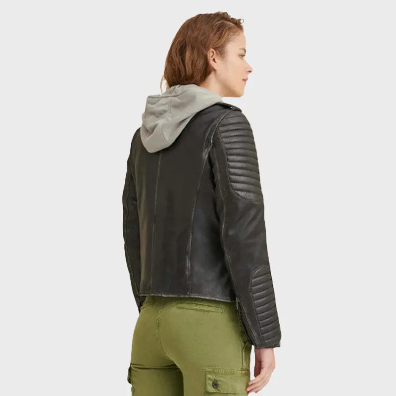 Womens Rider Quilted Leather Moto Jacket