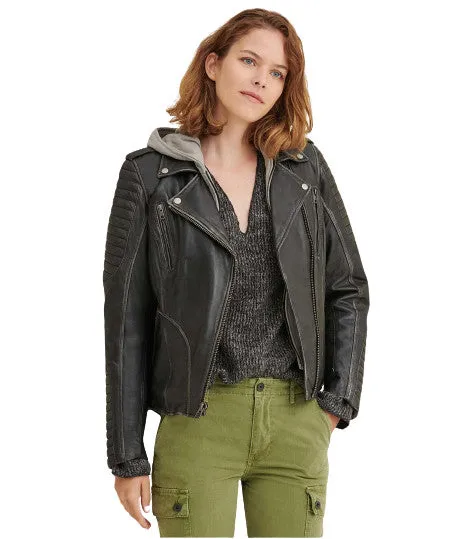Womens Rider Quilted Leather Moto Jacket