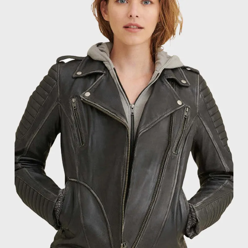 Womens Rider Quilted Leather Moto Jacket