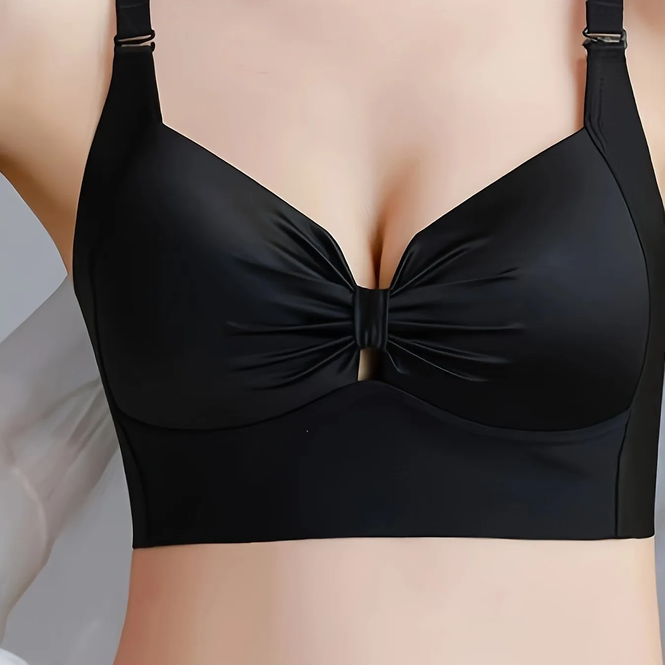 Women's Ruched Cut Out Bra | Comfy Wireless Push Up