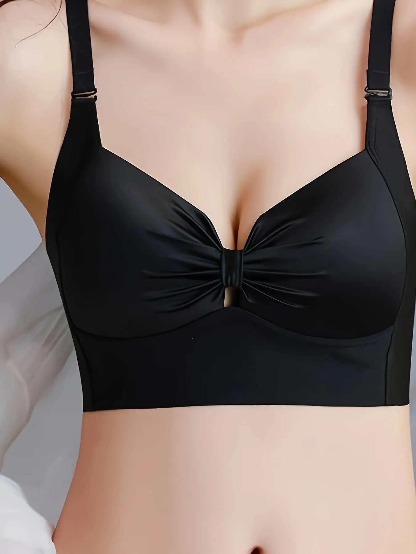 Women's Ruched Cut Out Bra | Comfy Wireless Push Up