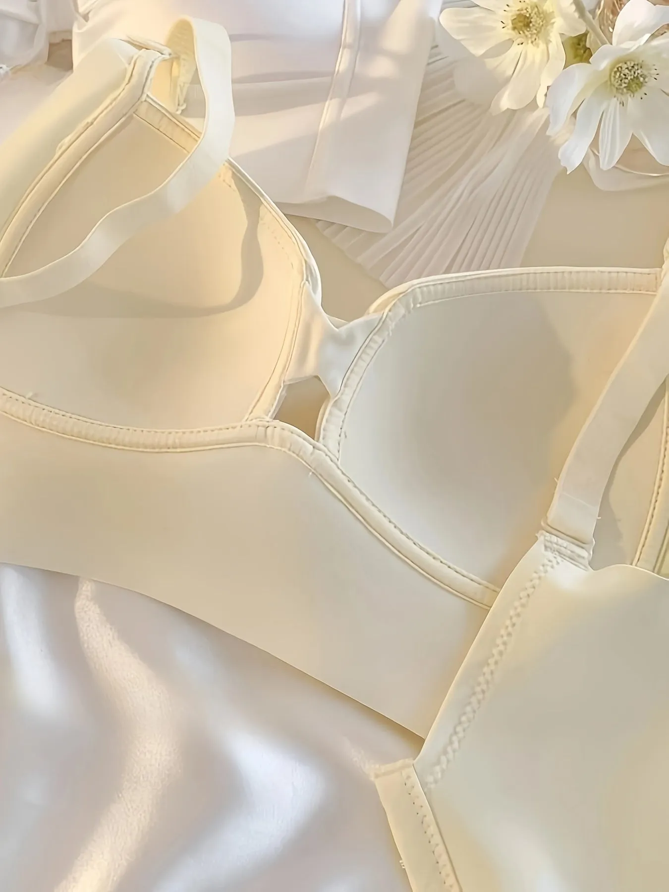 Women's Ruched Cut Out Bra | Comfy Wireless Push Up