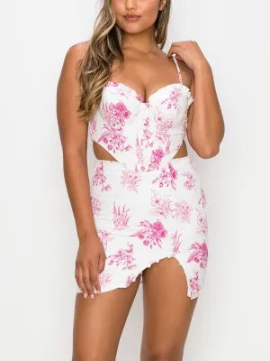 WOMEN'S SLEEVELESS CROP TOP & MINI SKIRT FLORAL SET