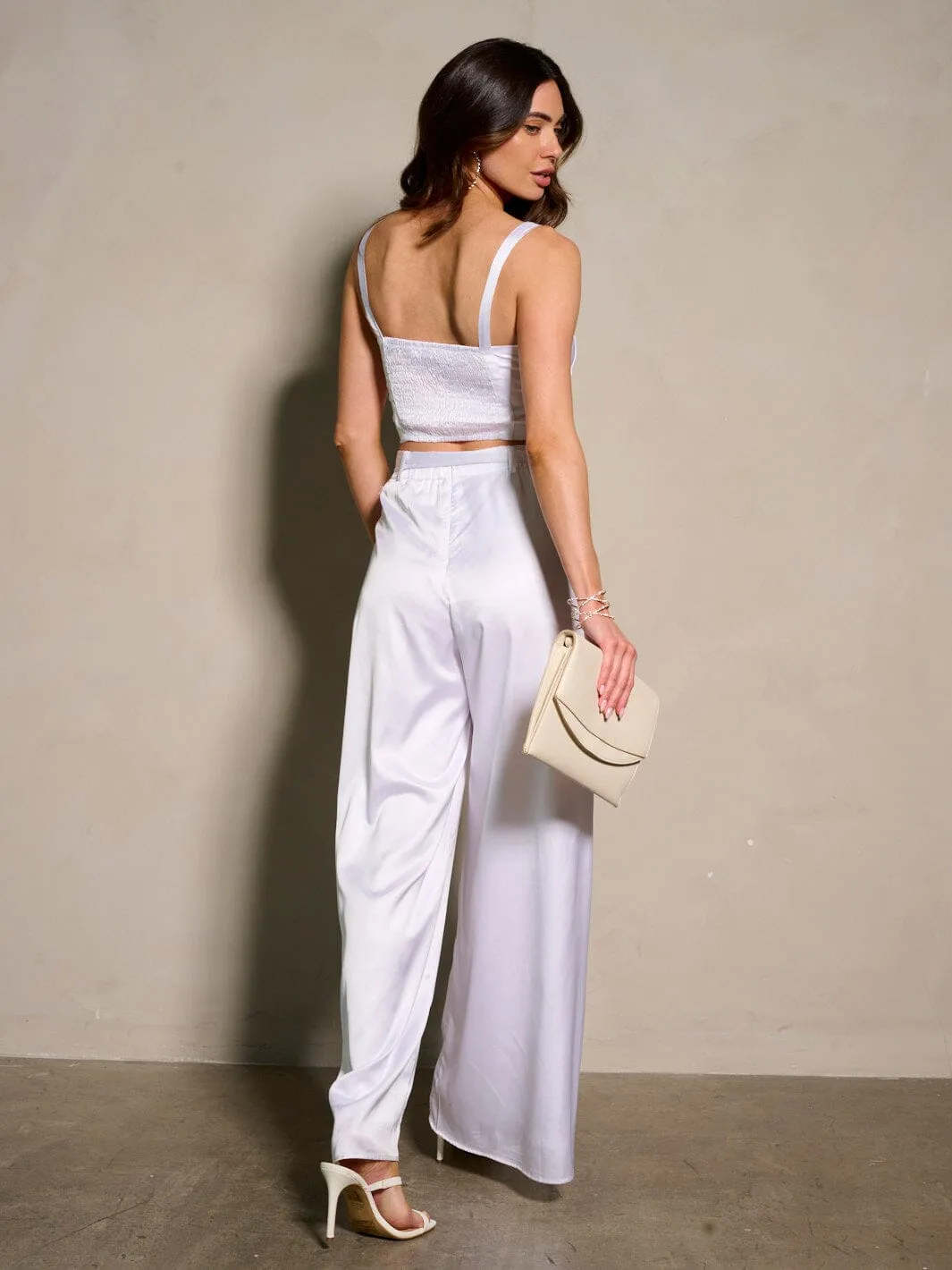 WOMEN'S SLEEVELESS CROP TOP & WIDE LEG PANTS 2PC. SET