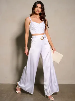 WOMEN'S SLEEVELESS CROP TOP & WIDE LEG PANTS 2PC. SET