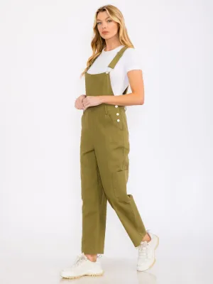 WOMEN'S SLEEVELESS POCKETS WIDE LEG DENIM OVERALL