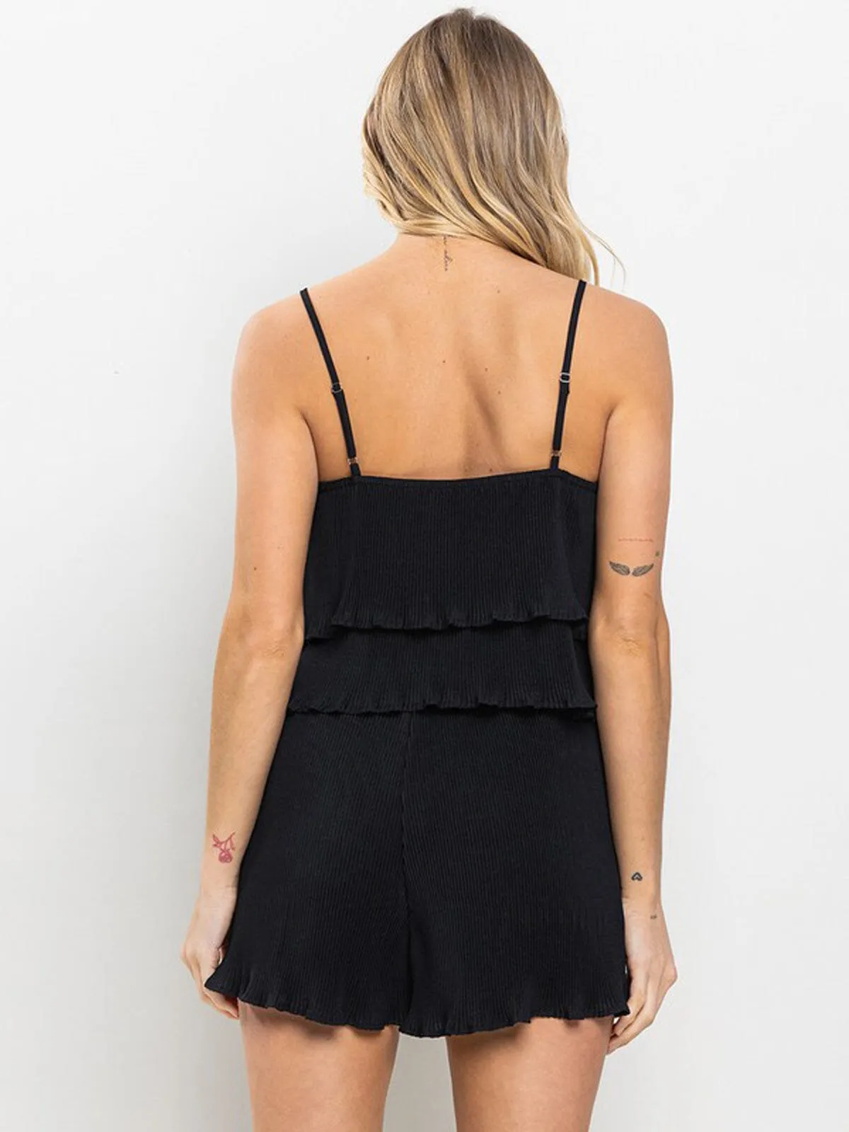 WOMEN'S SLEEVELESS TANK TOP & MINI SHORTS PLEATED 2PC. SET