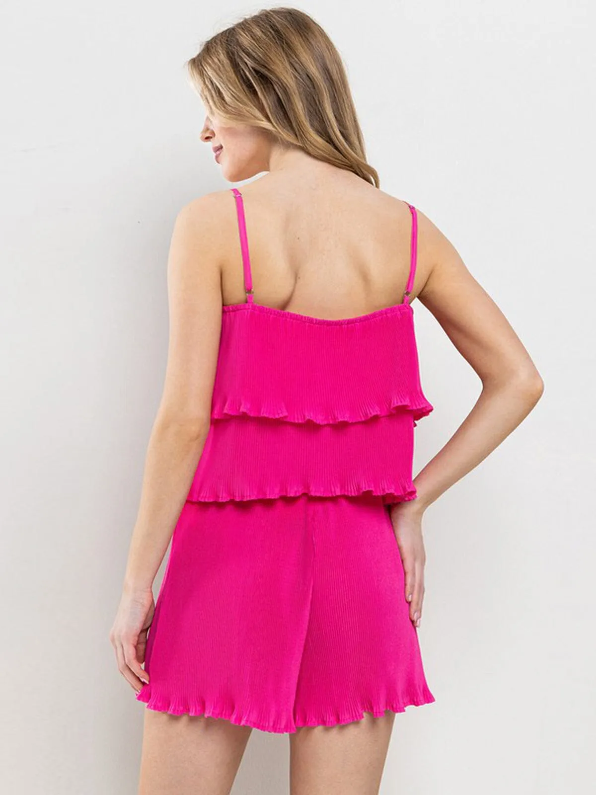 WOMEN'S SLEEVELESS TANK TOP & MINI SHORTS PLEATED 2PC. SET