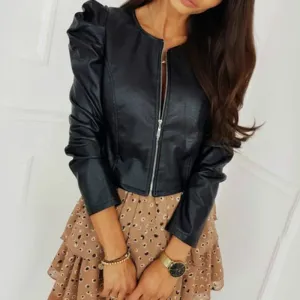 Women's stylish short faux-leather Zahra jacket