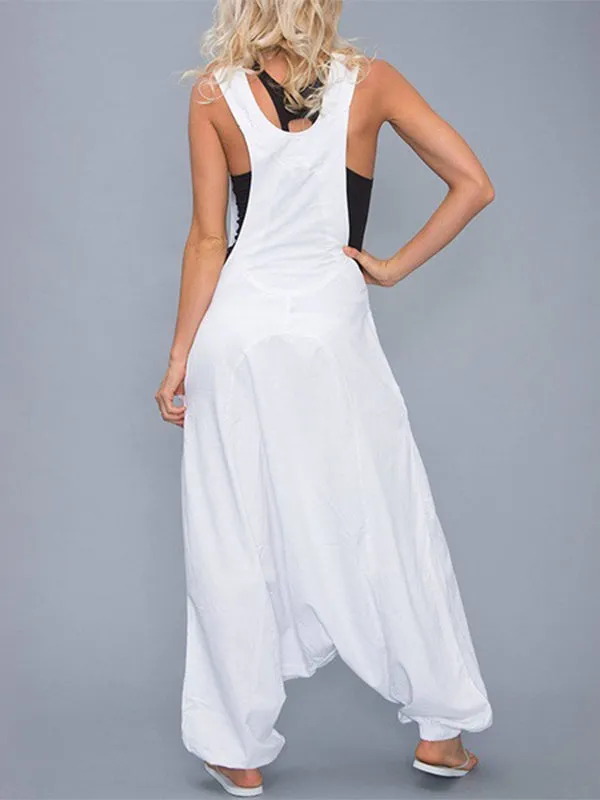 Women's U-neck Sleeveless Harem Wide Leg Jumpsuit