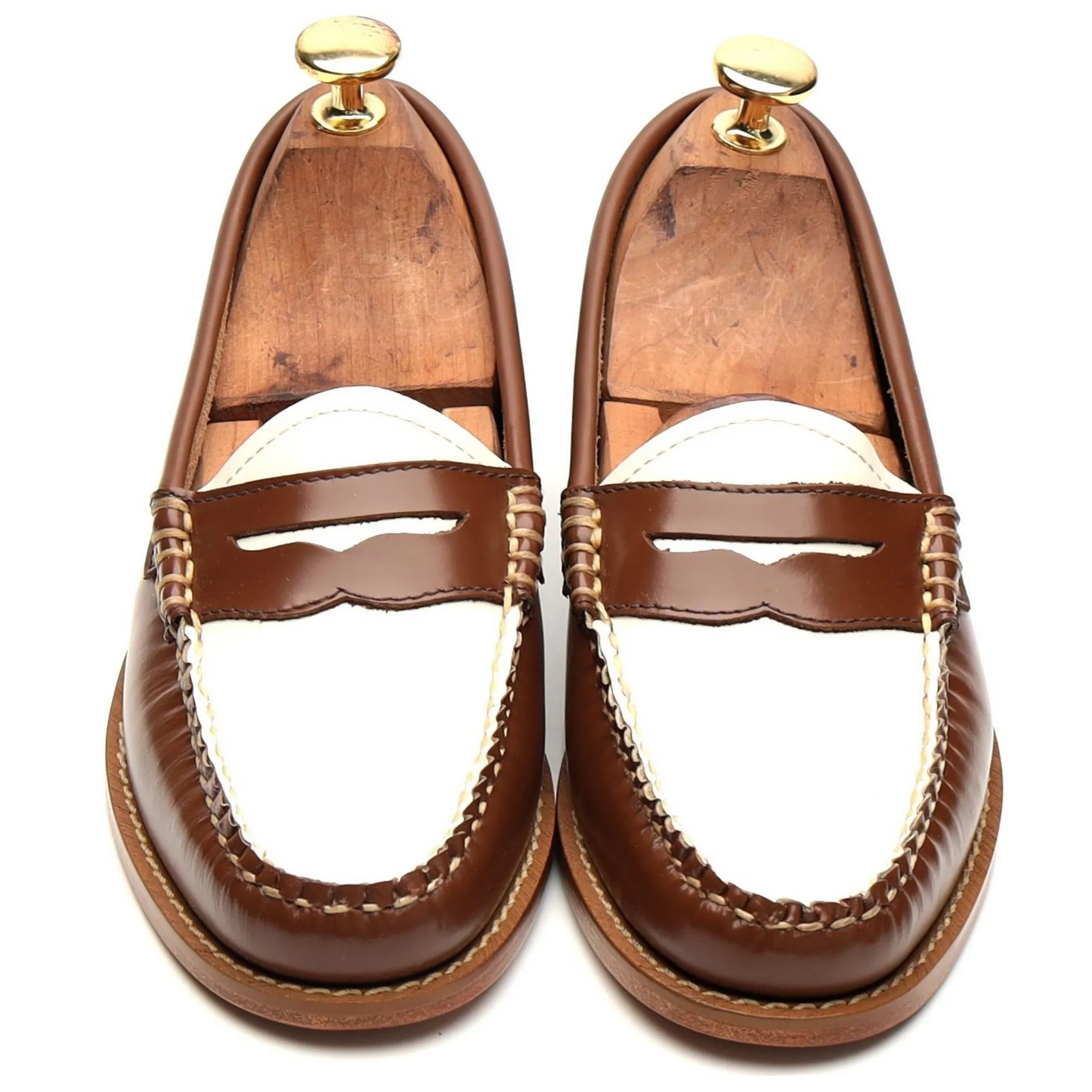 Women's Weejuns Brown / White Leather Loafers UK 3.5