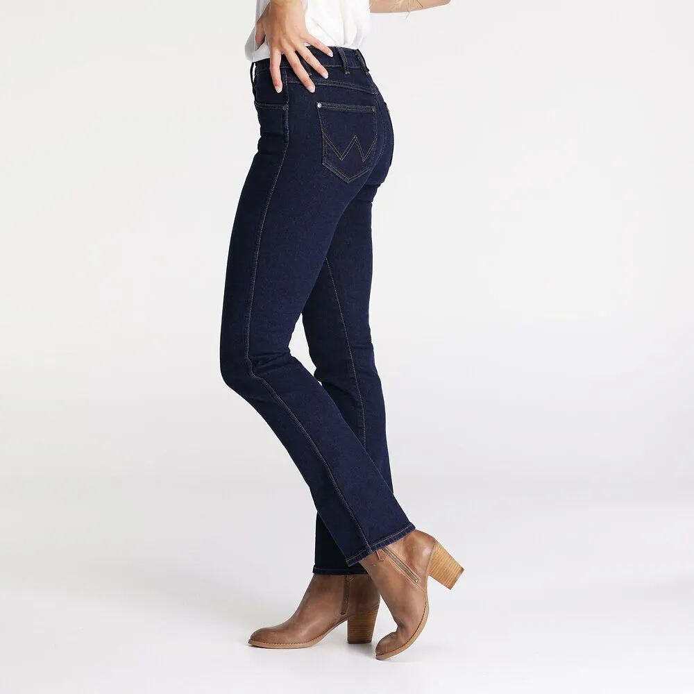 Wrangler Classic Mid Waist Boot Cut Ladies Jeans Original Rinse