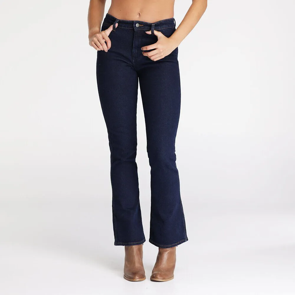Wrangler Classic Mid Waist Boot Cut Ladies Jeans Original Rinse