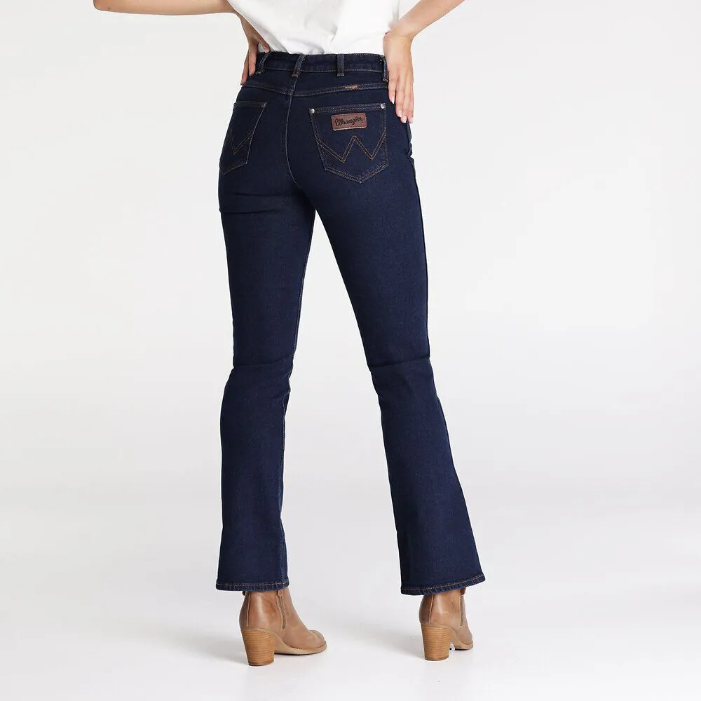 Wrangler Classic Mid Waist Boot Cut Ladies Jeans Original Rinse