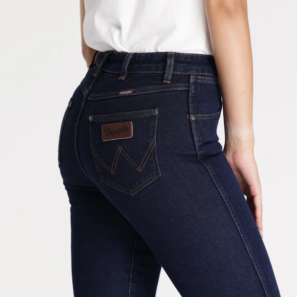 Wrangler Classic Mid Waist Boot Cut Ladies Jeans Original Rinse