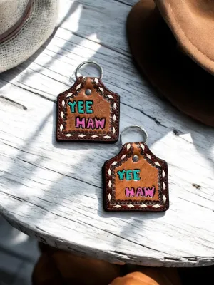 Yeehaw Tooled Leather Keychains