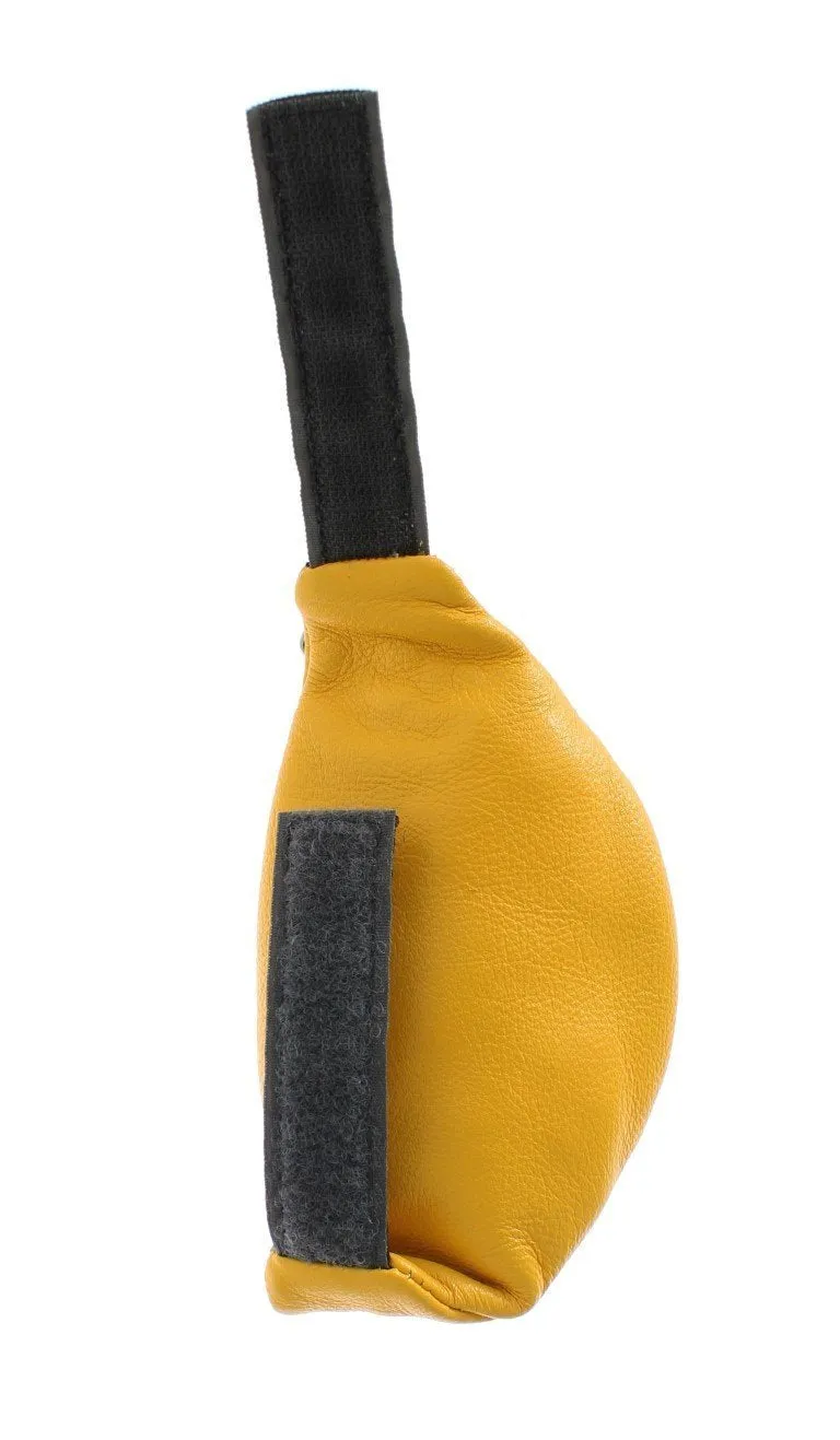 Yellow Leather Zipper Pouch Keychain