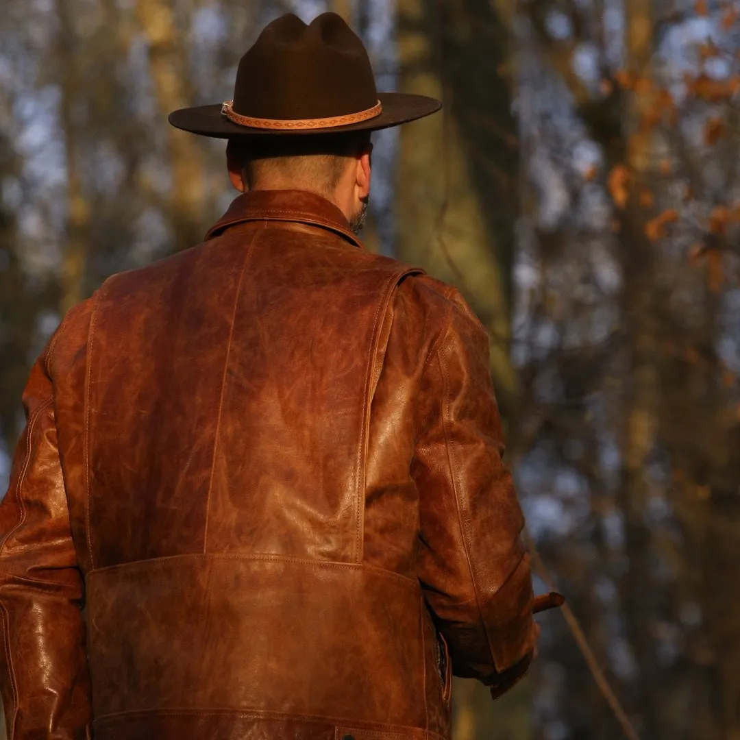 YELLOWSTONE WORK LEATHER JACKET -  TAN COLOR
