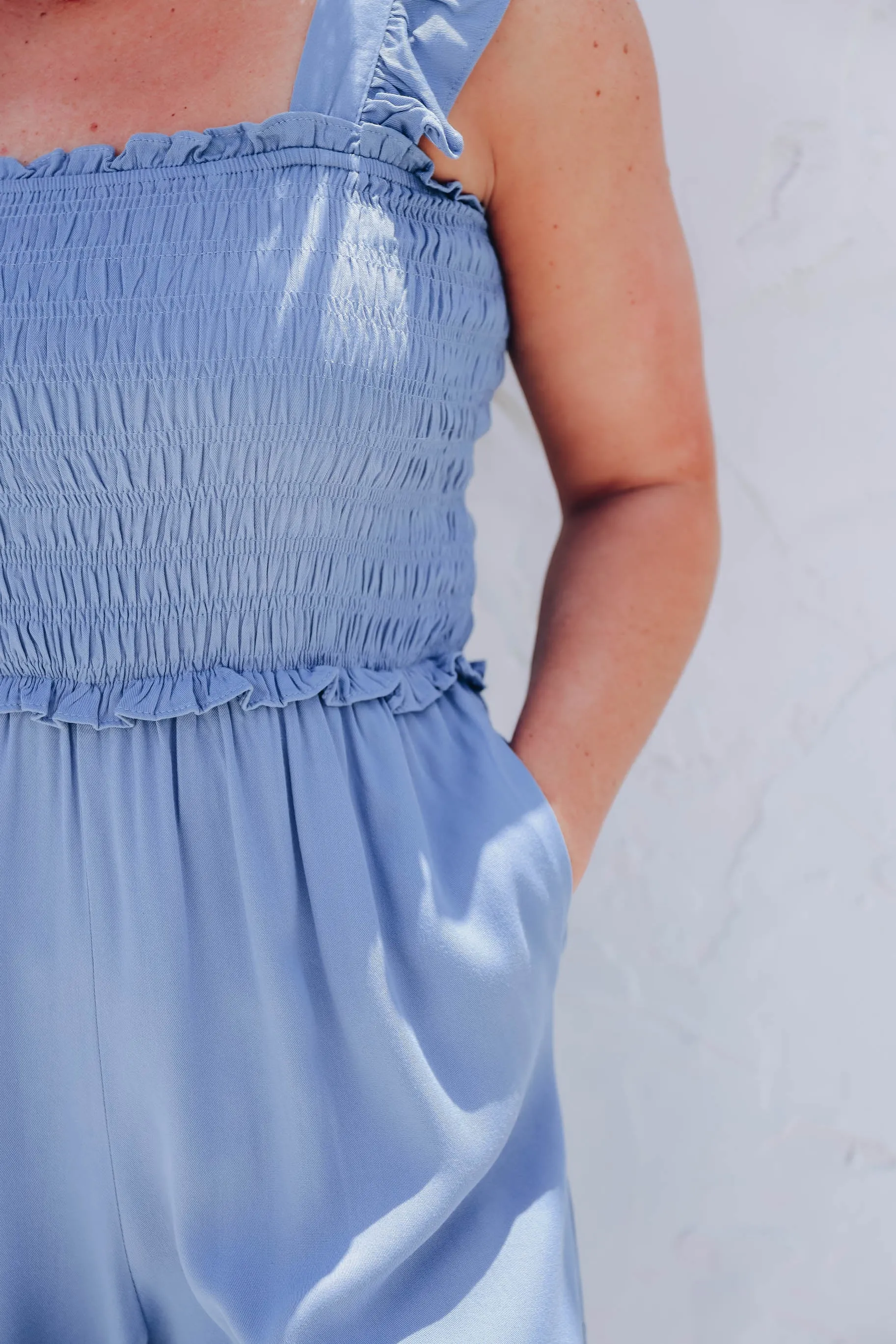 Zenith Blue Smocked Jumpsuit