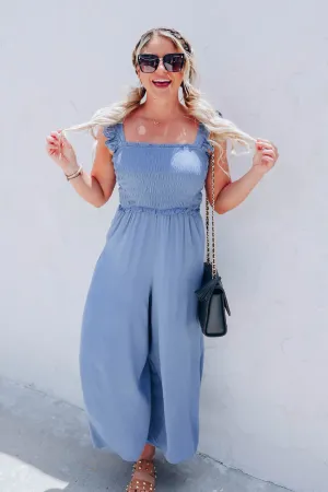Zenith Blue Smocked Jumpsuit