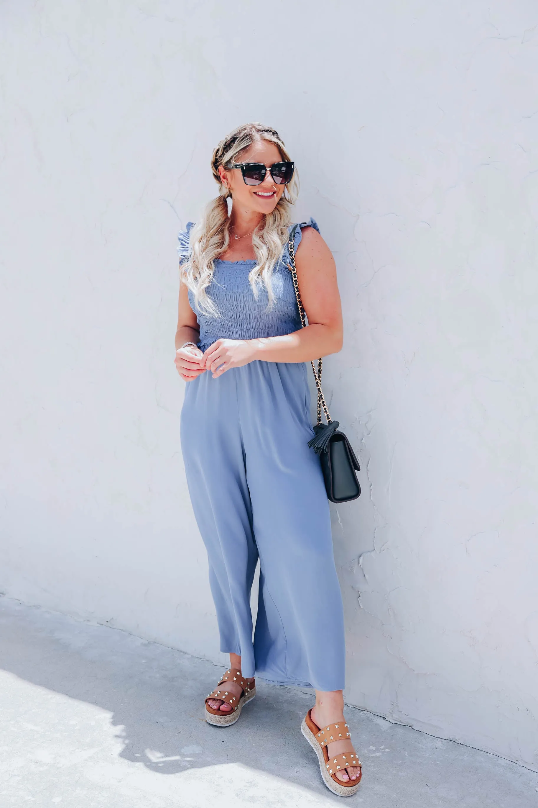 Zenith Blue Smocked Jumpsuit