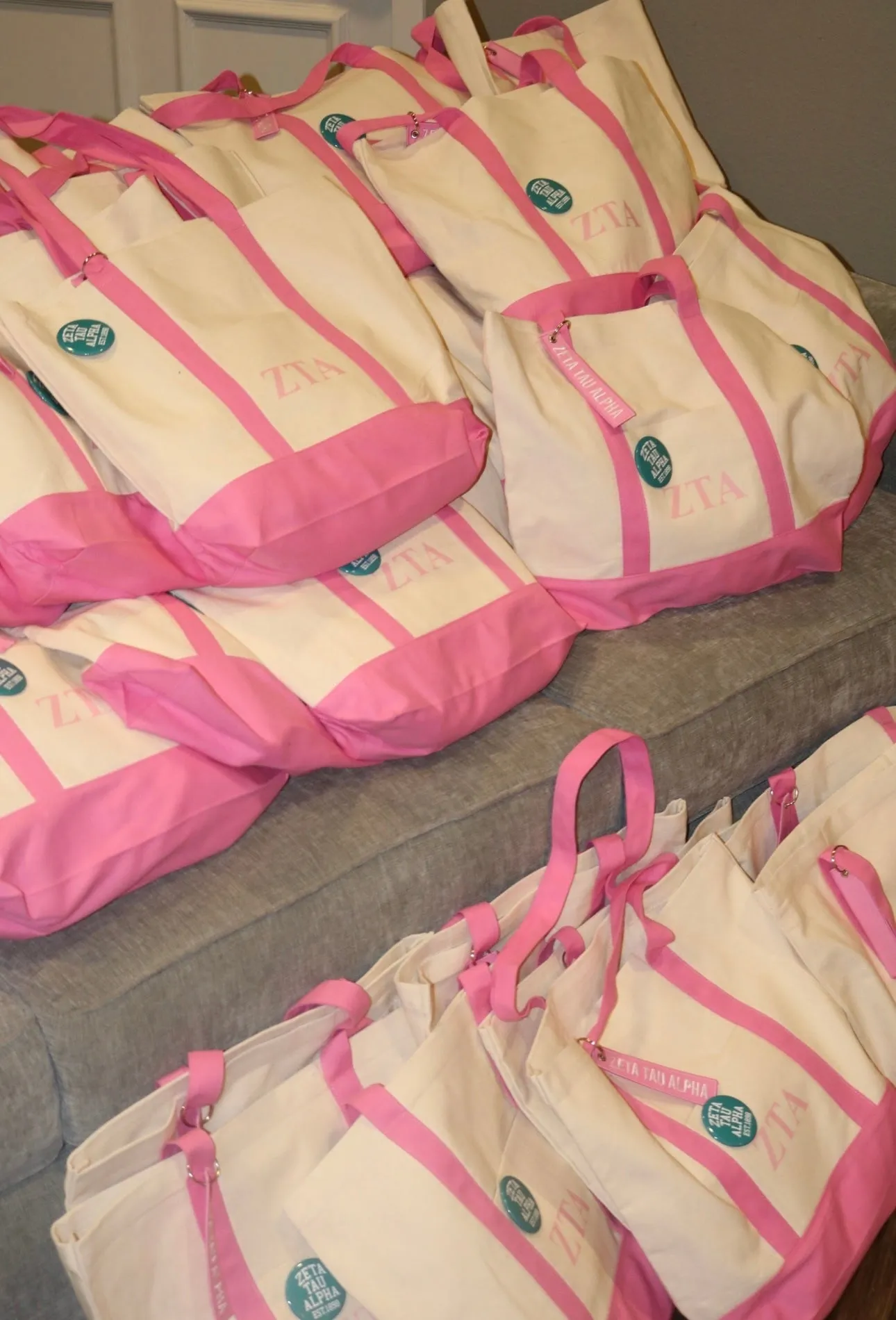 Zeta Tau Alpha Pink Printed Bid Day Tote Bag