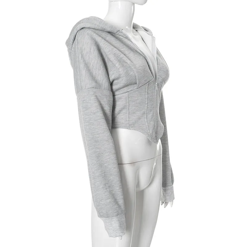 Zip Up Corset Bottom Hoodie