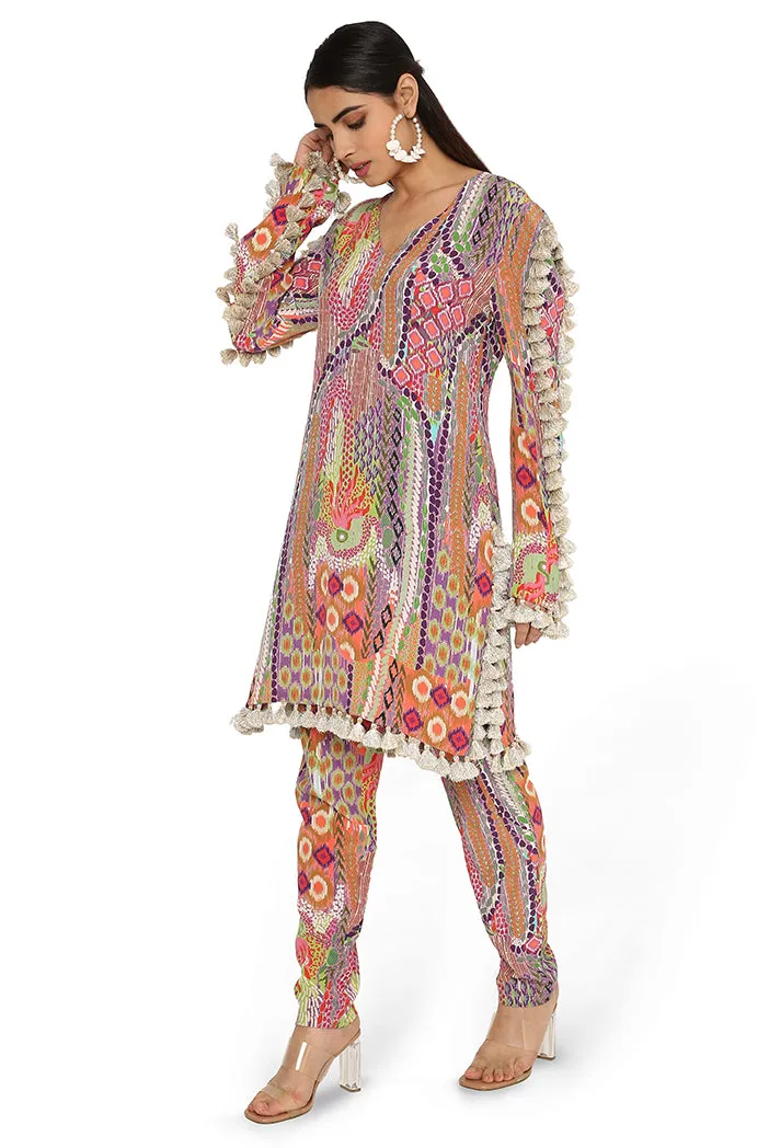 ZUNAIRA AFRICAN PRINT CREPE TOP WITH CIGARETTE PANTS