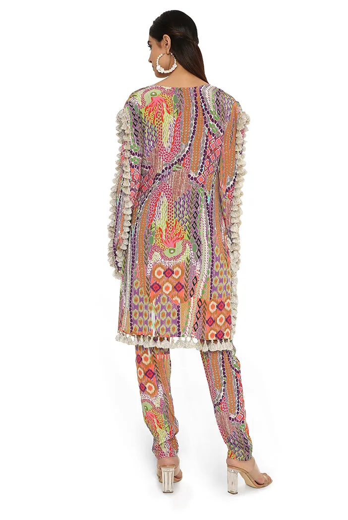 ZUNAIRA AFRICAN PRINT CREPE TOP WITH CIGARETTE PANTS